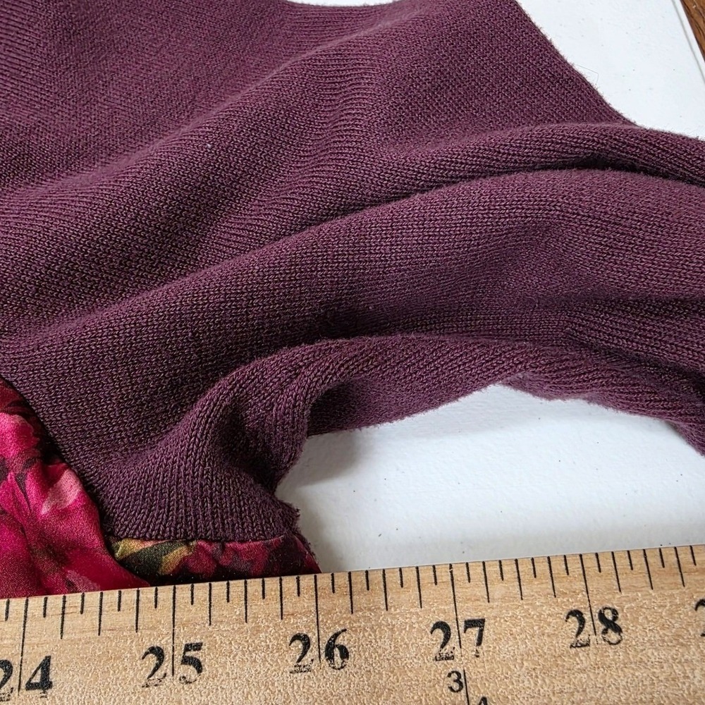 Isaac Mizrahi Live Estate Purple Floral Houndstooth Cardigan Sweater Womens 2X - Picture 7 of 9